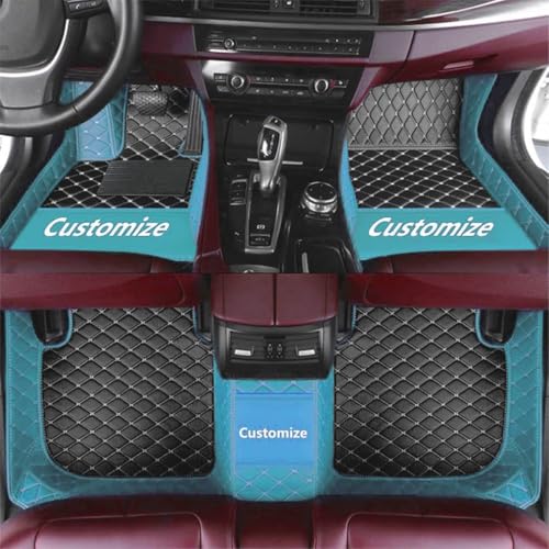 Custom Personalized Floor Mats for Cars，Luxury Full Coverage All Car Floor Mats，Anti-Slip Leather Car Mat Set ，Custom Floor Mats for 99% of Cars, Trucks & SUVs (Edge Sky Blue Medium Black Beige) - color: Edge Sky Blue Medium Black Beige
