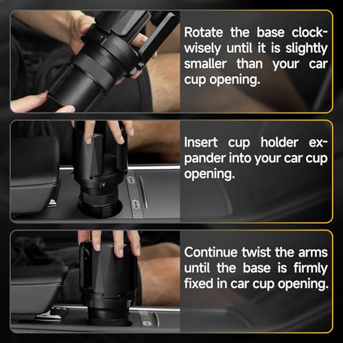 DYLEN Car Cup Holder Expander, Cup Holder Expander Adapter for Car with Expandable Arms, Fits Yeti, HydroFlask, Stanley 14-64oz, Other Large Drinks and Mugs in 2.5”-5.9” - size: 1PACK