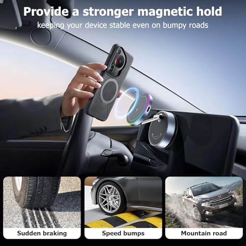 MagSafe Car Mount Charger 15W, Magnetic Wireless Car Charger with Vacuum Suction Cup, Strong Magnet Phone Holder for Dashboard, Compatible with iPhone 12-17 Pro Max & Android