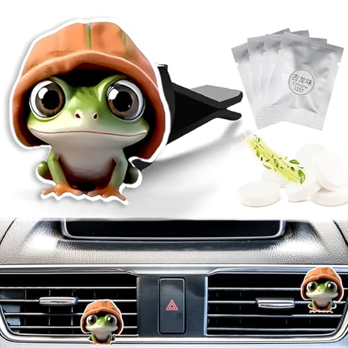 Cute Car Air Freshener Clips Frog Car Vent Clip Frog Cars Scents Cologne Air Conditioner Clip Auto Vent Interior Decoration Cars Accessories Frogs Loves Gifts for Men Women - color: Frog Wearing A Hat