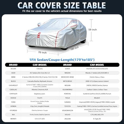 Car Cover, 360° Underbody Wrap Design, All-Weather Waterproof Car Cover, Suitable for Sedans, Vehicle Body Length 178 to 185 in - size: 1（Sdean-A1）