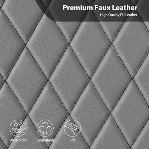 CAR PASS Quilting Faux Leather Seat Covers Full Set, Waterproof Deluxe PU Premium Auto Seat Cover, Breathable Seat Covers Universal Fit for Most Sedan SUV Van Small Truck, Airbag Compatible All Gray - color: Full Gray, size: Full Set (Front and Rear)