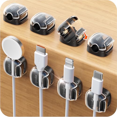 Cable Clips,8 Pack Cord Holder Cord Organizer [1s Lock & Strongest Adhesive] Spring Cord Clips Phone Charger Wire Desk Cable Management Nightstand Home Office School Decor Women Cute Desk Black - color: Black, size: 8 Pack