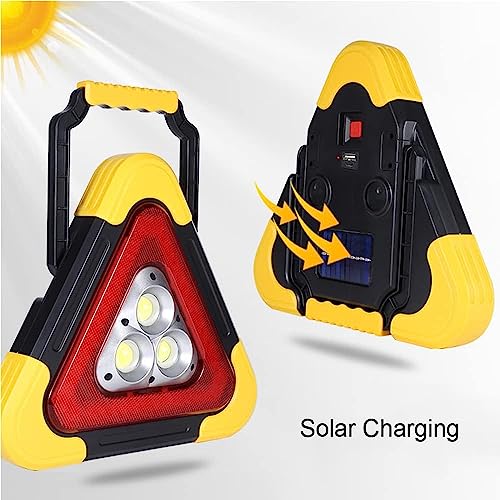 2Pcs LED Emergency Triangle Solar Charging Safety Triangle 5 Mode