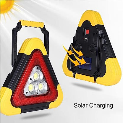 2Pcs LED Emergency Triangle Solar Charging Safety Triangle 5 Mode