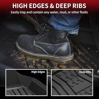 LASFIT Floor Mats Fit for Lincoln MKC 2019 2018 2017 2016 2015 TPE All Weather Floor Liners Custom Fit Car Mats 2015-2019 Accessories, 1st and 2nd Rows Floor Mats - Black - size: 30*22*5