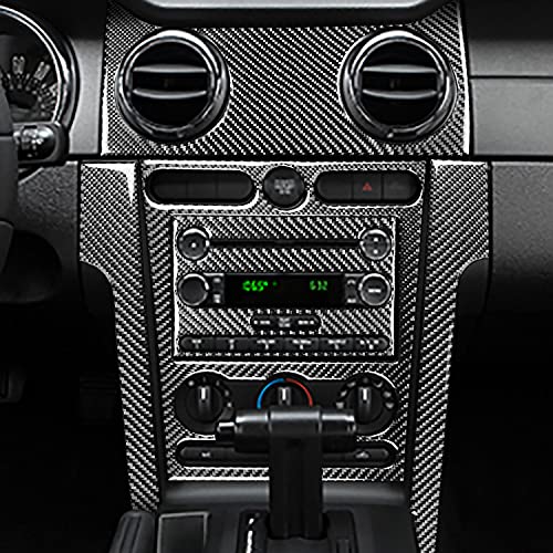 Center Console Panel Air Outlet Vent Kit Real Soft Carbon Fiber Accessories Decals Compatible with Ford Mustang GT Shelby 2005 2006 2007 2008 2009 Interior 7PCS - color: Console&vent Kit-black