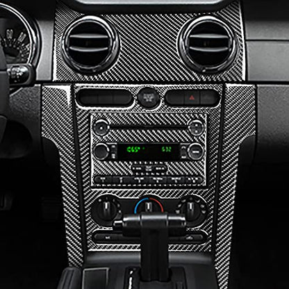 Center Console Panel Air Outlet Vent Kit Real Soft Carbon Fiber Accessories Decals Compatible with Ford Mustang GT Shelby 2005 2006 2007 2008 2009 Interior 7PCS - color: Console&vent Kit-black