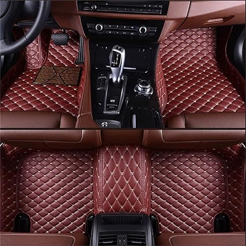 Custom Making Car Floor Mats for 96% Car Model Luxury Leather All Weather Waterproof Anti-Skid Full Coverage Liners (Wine red) - color: wine red