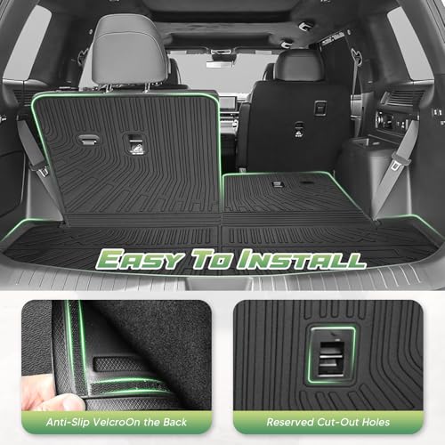 Cargo Liner for Hyundai Santa FE 2024 2025 2026, All Weather Cargo Mat for Santa Fe Accessories, Heavy Duty Trunk Mat with Backrest Mats, Car Accessories - size: 6)Hyundai Santa FE 24-26
