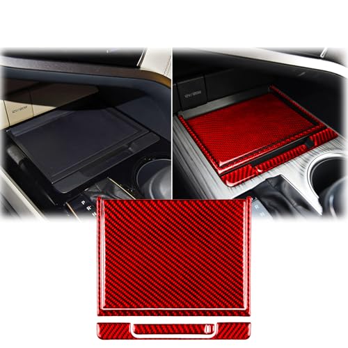 Red Carbon Fiber Car Central Control Storage Box Decoration Kit Compatible with Toyota Camry 2018-2024 Accessories Cover Interior Trim Sticker Decal 4PCS (Without Wireless Charge) - color: Central Storage Box Kit