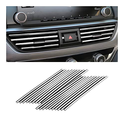 20 Pieces Car Air Conditioner Decoration Strip for Vent Outlet, Universal Waterproof Bendable Air Vent Outlet Trim Decoration, Suitable for Most Air Vent Outlet, Car Interior Accessories (Silver) - color: Silver
