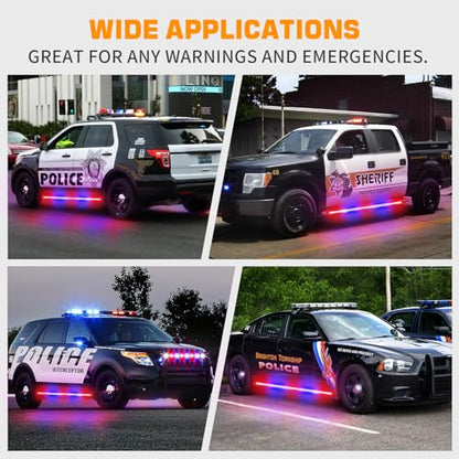 XRIDONSEN 2PCS 60 inch Police Lights Strip 720 LED Running Board Police Light Red Blue Emergency Strobe Flashing Warning Hazard Safety w/Waterproof Flexible Tube for Vehicles Trucks SUV Jeep - color: Red/Blue
