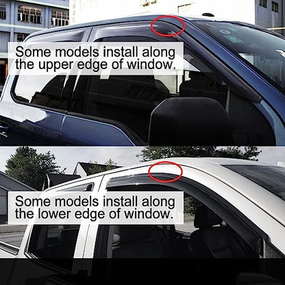 4pcs Outside Mount Style Window Rain Guards Durable Side Window Wind Deflectors Dark Smoke Vent Window Visors Fit for Ford Fiesta 2009-2019 Sedan & Hatchback 94547 - size: for 2009-2019 Fiesta