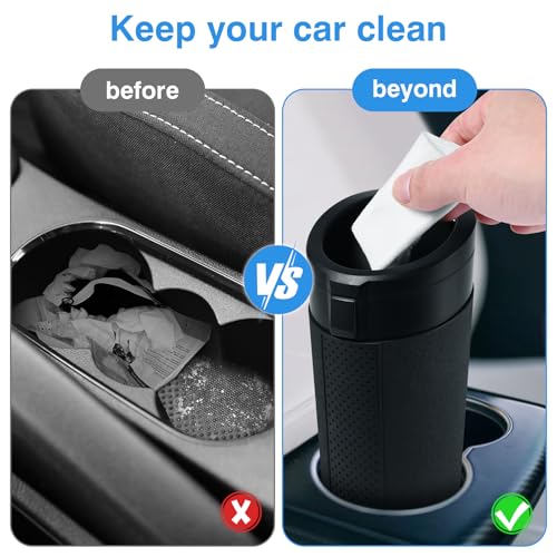 Car Trash Can Bin with Lid, Mini Leakproof Garbage Can for Vehicle, Cup Holder Trash Can, Small Trash Bin for Cars, Home, Bedroom, Office (Black 01) - color: Black 01