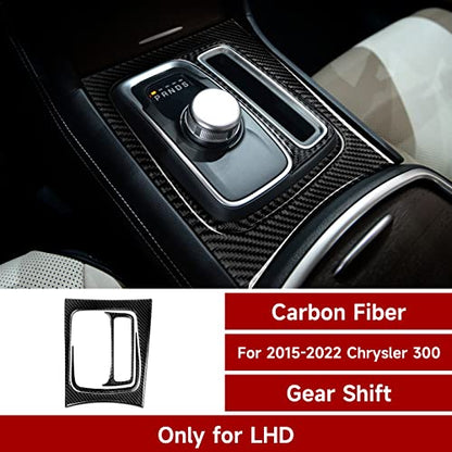 Car Gear Shift Panel Decals for 2015-2023 Chrysler 300 / 300C / 300S / Limited/Touring Accessories Carbon Fiber Interior Stickers - color: Gear Shift Frame