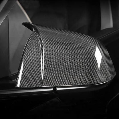 MCARCAR KIT Dry Carbon Fiber Mirror Cover Caps for Tesla Model S 2021-2023 Add-on Side Rearview Mirror Caps Car Exterior Accessories Factory Outlet