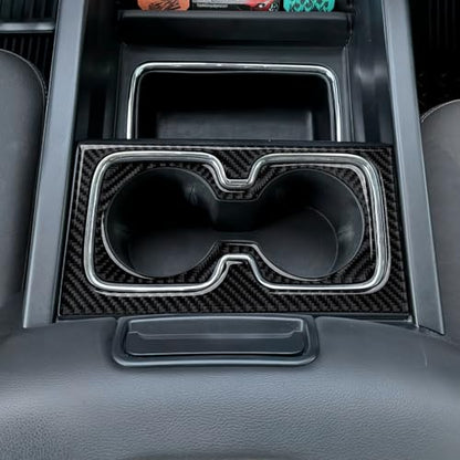 Car Front Cup Holder Panel B Sticker Carbon Fiber Decal Cover Interior Trim for Chevrolet Silverado/GMC Sierra 1500 2500HD 3500HD 2014-2018 Accessories - color: Front Cup Holder Panel B