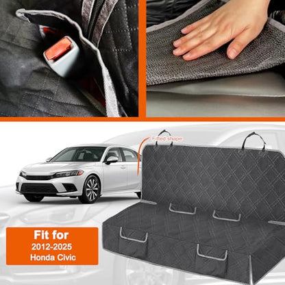 Dog Car Seat Cover Compatible with Honda Civic 2012-2025, Waterproof Pet Bench Seat Cover for Back Seat, 600D Heavy Duty Scratch Proof Nonslip Truck Seat Covers for Dogs - size: 2012-2025 Civic