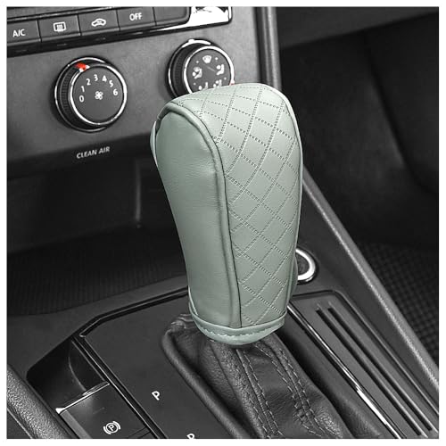 Leather Gear Shift Cover Diamond Embroidery Design,Durable Shift Knob Cover for Shift Lever Protection,Universal Car Gear Shift Cover Car Decorative Accessory Suitable for Cars,Trucks,SUVs (Gray) - color: Gray