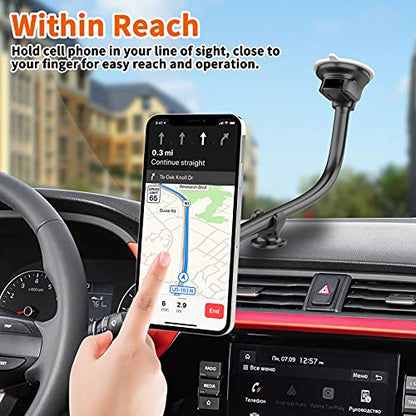 1Zero Magnetic Phone Car Mount 14-Inch Gooseneck Long Arm Extension, Universal Windshield Dashboard Industrial-Strength Suction Cup Car Phone Holder for All Cell Phones (Magnetic Phone Mount) - color: Magnetic Phone Mount