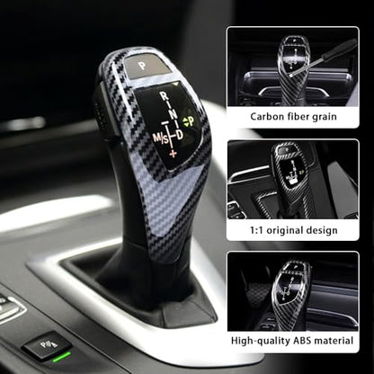 Car Gear Shift Knob Cover Carbon Fiber Grain Accessories for BMW F06 F07 F10 F20 F22 F30 F32 F34 X3 X4 X5 X6 Interior Trim Protector 1 2 3 4 5 Series GT(2010-2019) - size: BMW-1PCS