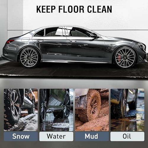 Huatean Home Garage Floor Mat, (8'6" x 20") Under Car Waterproof Containment Mats, Oil Mat for Garage Covering, Garages Floor Mats for Under Car, Keeps Dry and Clean - size: 8' x 20' (Rectangular)