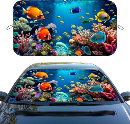 Sea World Car Windshield Sun Shade, Foldable Reflective Sunshade for Front Window, UV & Heat Blocking, Interior Protector, Universal Fit for SUV Sedan Truck, 59" x 31.5" - color: color 3