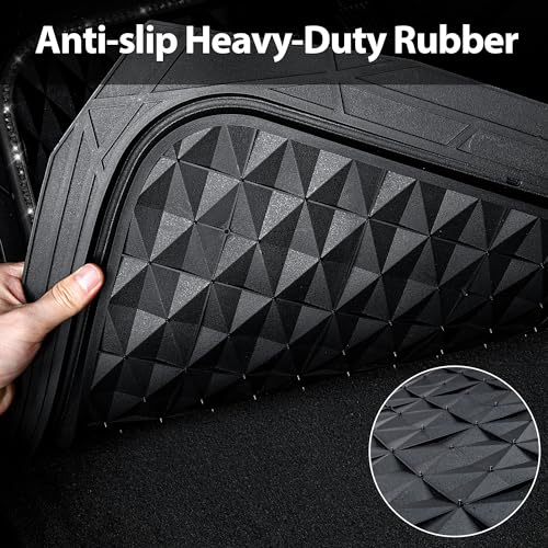 CAR PASS Bling Diamond Rubber Car Mats, Heavy Duty Deep Dish All-Weather Floor Mat Full Set Anti-Slip 3D Rhombus Waterproof Trim to Fit Liner Universal Glitter Sparkly Shining Rhinestone, 3 Pcs Black - color: Black Diamond