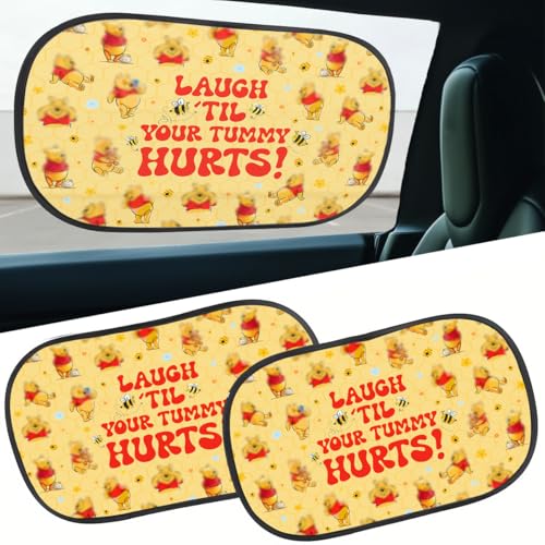 GENANY 2pcs Bear Window Sun Shade for Sedan SUV Truck (21x14 Inches), Sun Shades for Side Window, Accessories for Kids, Baby Window Shades, Spring Car Decor - color: Honey Bear