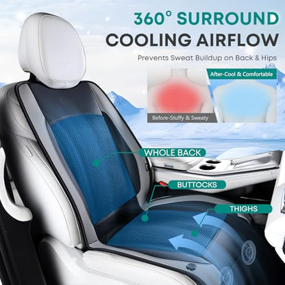 FLORICH Cooling Car Seat Cover Front Seat, 12V-24V Ventilated Seat Cushion, Cooling Car Seat Cushion with 2 Powerful Turbo Fans 3-Speed Adjustable for Summer Driving, Universal Fit for Car SUV Truck - color: Gray