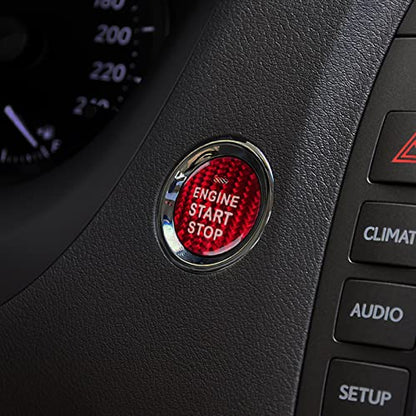 AIRSPEED Carbon Fiber Car Engine Start Button Cover Center Console Push-Button Sticker Interior Trim for Lexus is(2006-2012), ES(2006-2012), LX(2007-2015), Red (with Hole) - color: Red With Hole