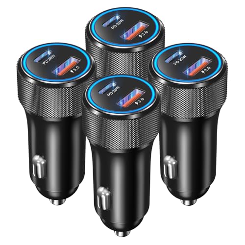 USB C Car Charger 4-Pack, OKRAY 36W Dual USB PD3.0&QC3.0 Fast Charging Phone Car Chargers 12v Cigarette Lighter Adapter Compatible for iPhone 17 16 15 14 13 12 Pro, Samsung Galaxy S25 S24 A35, Pixel 9 - color: Black, size: 4-Pack