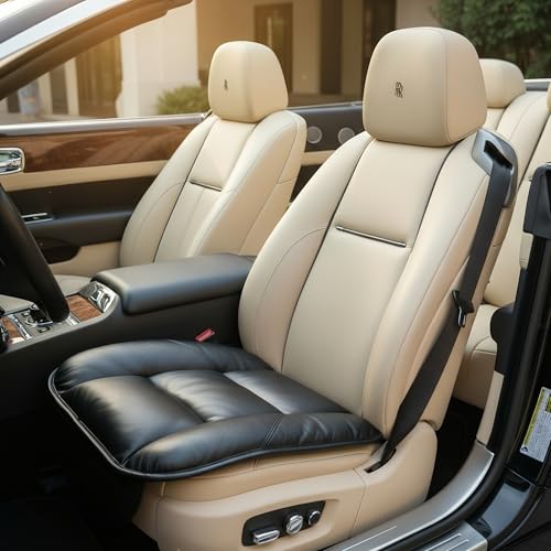 CORRIDOR Genuine Leather Seat Cushion for Car - Handmade - Relieve Hip, Pressure and Sciatica Pain - Ideal for Lower Back Pain - for Office Chair and Car Seat (Premium Black, Cushion) - color: Premium Black, size: Cushion