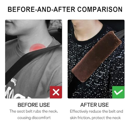 2 Pack Car Seatbelt Covers Shoulder Pad, Soft Faux Sheepskin Seat Belt Shoulder Cover for a Comfortable Driving, Seat Belt Shoulder Strap Covers Helps Protect Your Neck and Shoulder (Coffee) - color: Coffee