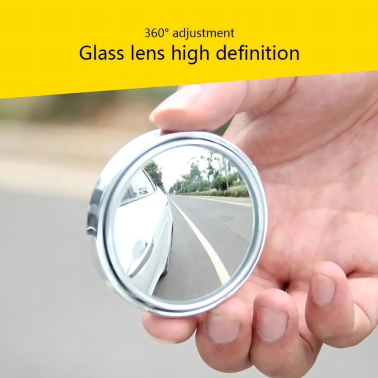 2 Pieces - Blind Spot Mirrors (Auto Rearview Mirrors), Auto Blind Spot Mirrors, 2-Inch HD Glass Convex, 360° Wide Angle, for Cars, SUVs, Trucks; Adhesive Rearview Mirrors, Black.
