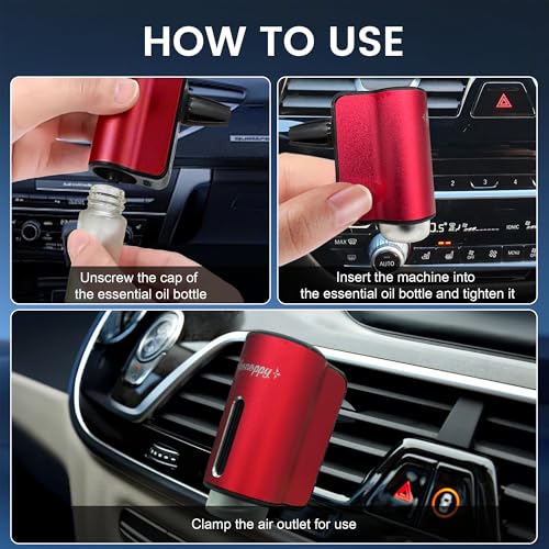 Car Air Freshener Diffuser,Smart Car Aroma Diffuser Air Freshener Spray Automatic with 10PCS Cologne Aromatherapy Oil (red) - color: Red