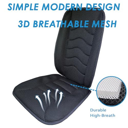 AEROiVi Car Seat Cushion with Back Support Pillow,Breathable 3D Air Mesh,Non-Slip Bottom, Lumbar Support Car Seat Cushion for Long Sitting,Comfort Car Seat Protector,Car Seat Pad Works with Truck,SUV