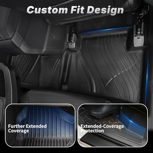 OEDRO Floor Mats & Trunk Mat with Backrest Fit for 2024-2026 Hyundai Santa Fe Hybrid Calligraphy/SE/SEL/Limited 6&7 Seat, All Weather TPE Floor Liners for Santa Fe Accessories, Car Mats Full Set Black - style: 24-26 Santa Fe Hybrid Full Mats Set & Backres