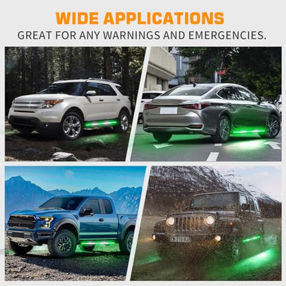 XRIDONSEN 2PCS 60 inch Green White Emergency Lights Strip 720 LED Running Board Strobe Lights Flashing Warning Safety First Responder for Firefighter Vehicles POV Fire Trucks Pickup SUV - color: Green/White