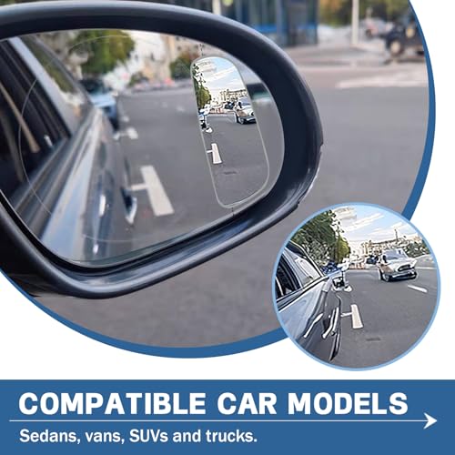 2 Pack HD Glass Blind Spot Mirror 360° Adjustable Frameless Convex Rear View Mirrors Exterior Accessories with Wide Angle for Car SUV and Trucks Easy Install (Rectangular) - style: Rectangular