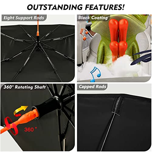 Frog Windshield Sun Shade Umbrella - Foldable UV Block Heat Sunshade for Most Vehicle Car Windshields - color: Frog