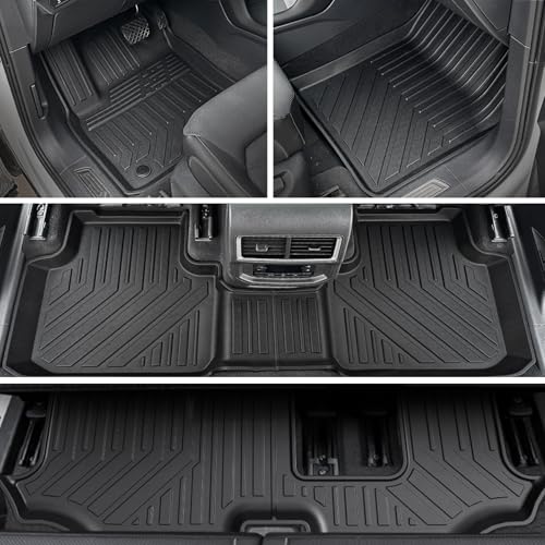 Floor Mats Set for 2018-2025 2026 Volkswagen VW Atlas 7 Seats Bench Seating Car Mat Accessories(Not Fit Cross Sport), All Weather TPE Cargo Liner Trunk Mat(Floor Mats+2-in-1 Cargo Mat) - style: Floor Mats+2-in-1 Cargo Mat