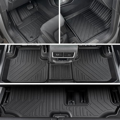 Floor Mats Set for 2018-2025 2026 Volkswagen VW Atlas 7 Seats Bench Seating Car Mat Accessories(Not Fit Cross Sport), All Weather TPE Cargo Liner Trunk Mat(Floor Mats+2-in-1 Cargo Mat) - style: Floor Mats+2-in-1 Cargo Mat