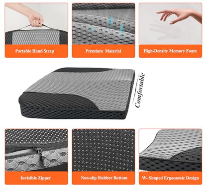 kingphenix Premium Car Seat Cushion, Memory Foam Driver Seat Cushion to Improve Driving View- Coccyx & Lower Back Pain Relief - Seat Cushion for Car, Truck, Office Chair (4D Mesh Gray & Black) - color: 4d Mesh Gray & Black