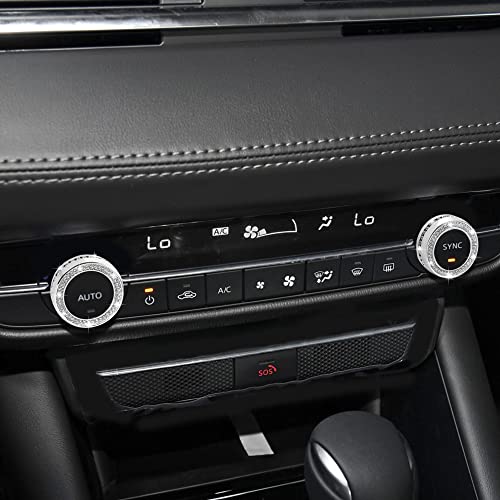 TOMALL Bling Car AC Knob Covers Compatible with Mazda 3 CX-30 Center Console Air Conditioning Knob Button Cover Radio Button Cover Air Conditioner Cover Trim Interior Ring Bling Decoration for Car