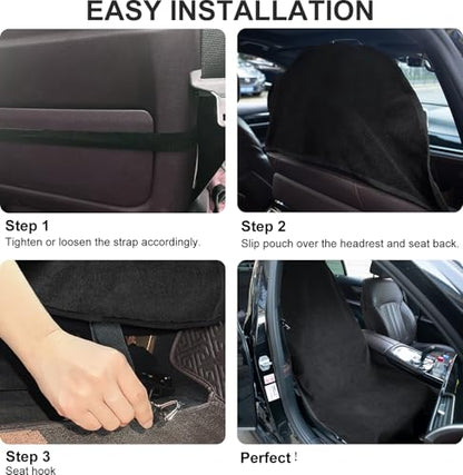 Waterproof Sweat Towel Seat Cover Universal Non-Slip for Car Truck SUV Seat Protector for Pet & Kid Workout Outdoor or Sport Activities，Machine Washable (Black)