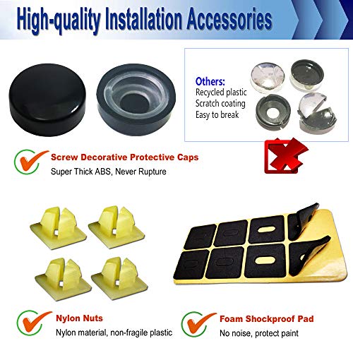 AOOTF Black Anti Theft License Plate Screws - Stainless Steel Mounting Hardware Kit for Front/Rear, M6 Security Screws, Caps, Plug-in Fasteners, Rattle Proof Pads - color: Self Tapping Screws-Black