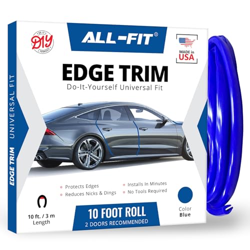 All-Fit Automotive Car Door Edge Protector – Universal DIY Edge Trim to Prevent Scratches & Dings – Flexible Adhesive Molding Trim for Cars, Trucks & SUVs (10 Ft - Blue) - color: Blue