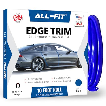 All-Fit Automotive Car Door Edge Protector – Universal DIY Edge Trim to Prevent Scratches & Dings – Flexible Adhesive Molding Trim for Cars, Trucks & SUVs (10 Ft - Blue) - color: Blue